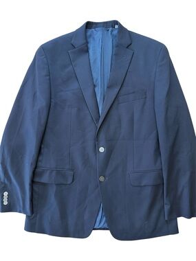 MICHAEL KOHRS MENS NAVY BLUE BLAZER 2-BUTTON SINGLE BREASTED CLOSURE POCKETS 42L